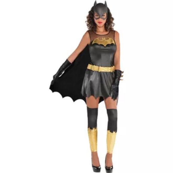Women's Black and Gold Superhero Mini Dress - Picture 1 of 5